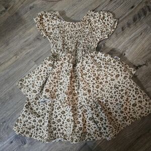 Rabbit + Organic Smocked Leopard Print Girl's Dress - 3T